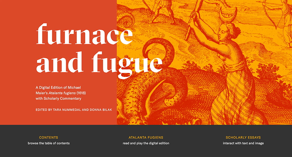 Cover of Furnace and Fugue, a digital edition of Michael Maier’s Atalanta fugiens (1618).